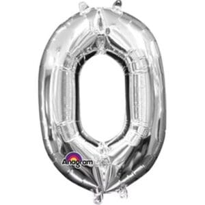 33074 16 inch Silver Number 0 Foil Balloon