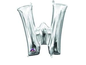 33056 16" Silver Letter W Supershape Foil Balloon