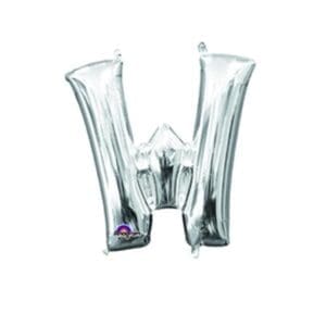 33056 16" Silver Letter W Supershape Foil Balloon