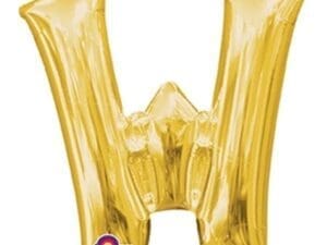 33057 16" Gold Letter W Supershape Foil Balloon