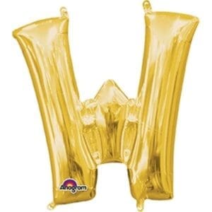 33057 16" Gold Letter W Supershape Foil Balloon