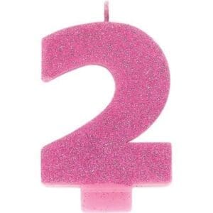 170398 GLITTER CANDLE PINK 2