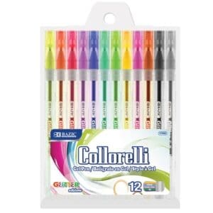 17082 gel pens glitter 12pk