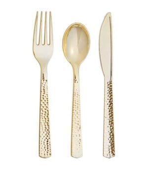 339403 CUTLERY ASST GOLD HAMMERED